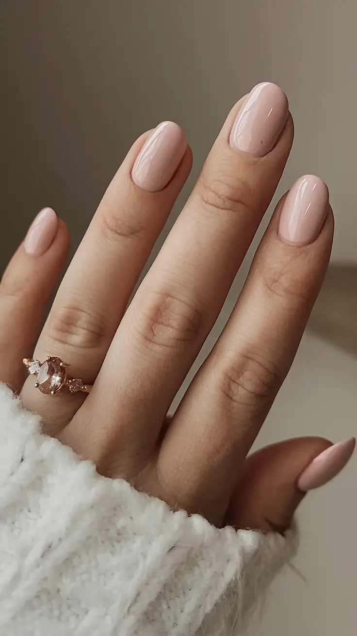 basic but chic summer nails 2025 Blush Minimalist Oval