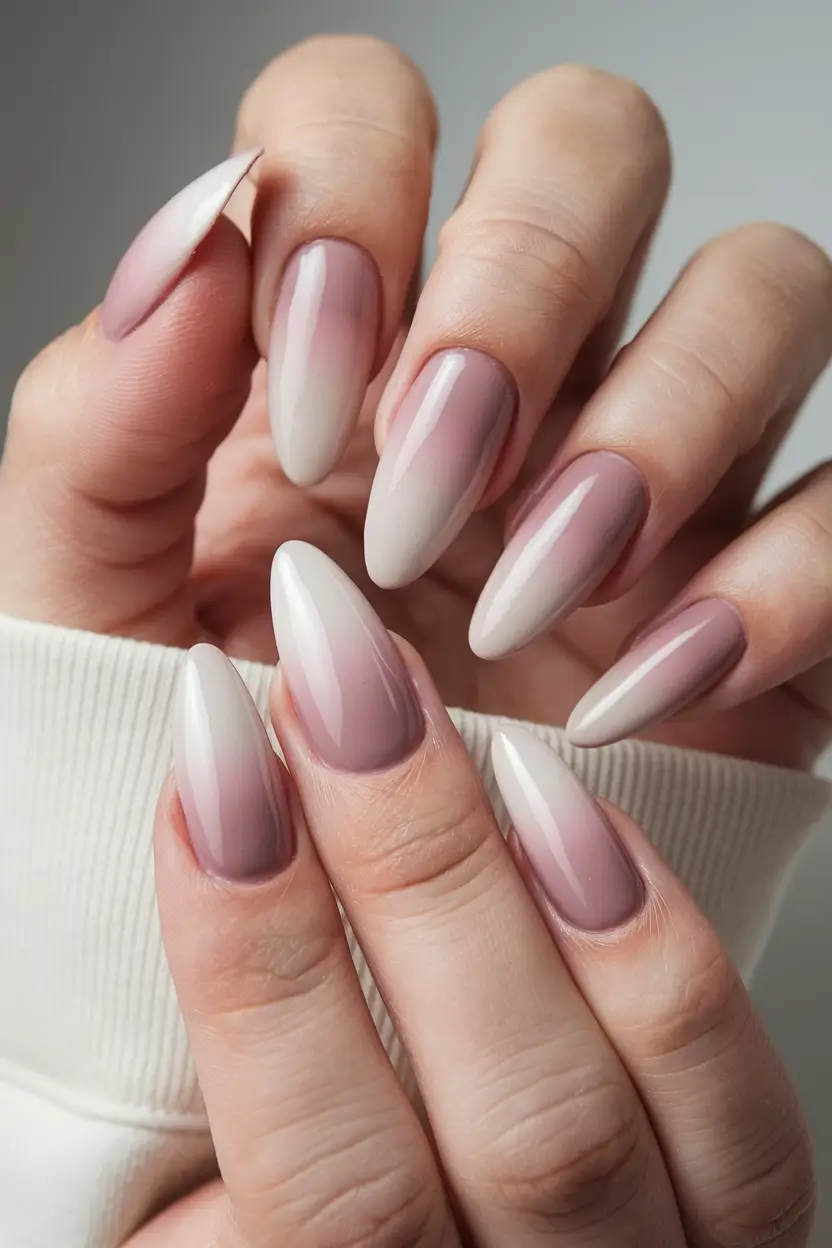 basic but chic summer nails 2025 Soft Smoky Ombre