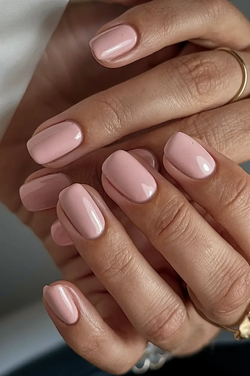 basic but chic summer nails 2025 Perfect Short Blush Square