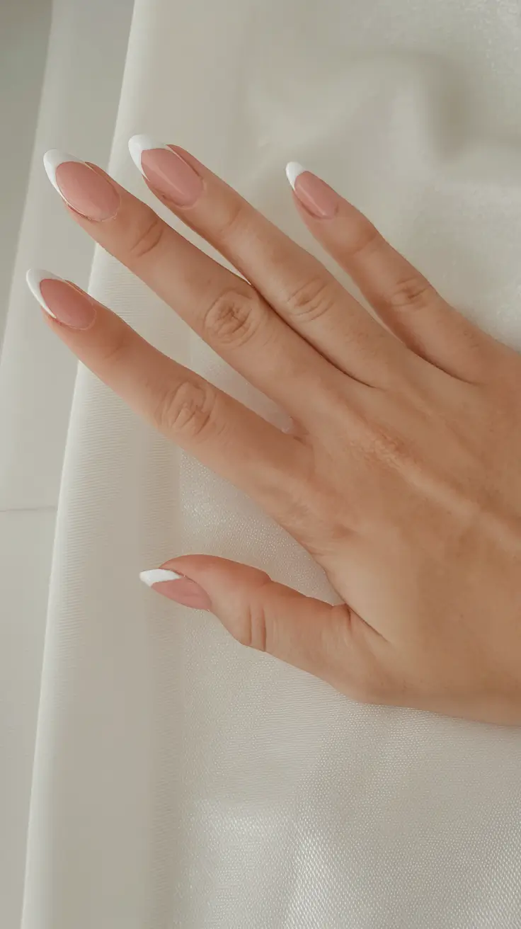 basic but chic summer nails 2025 Modern French Crescent