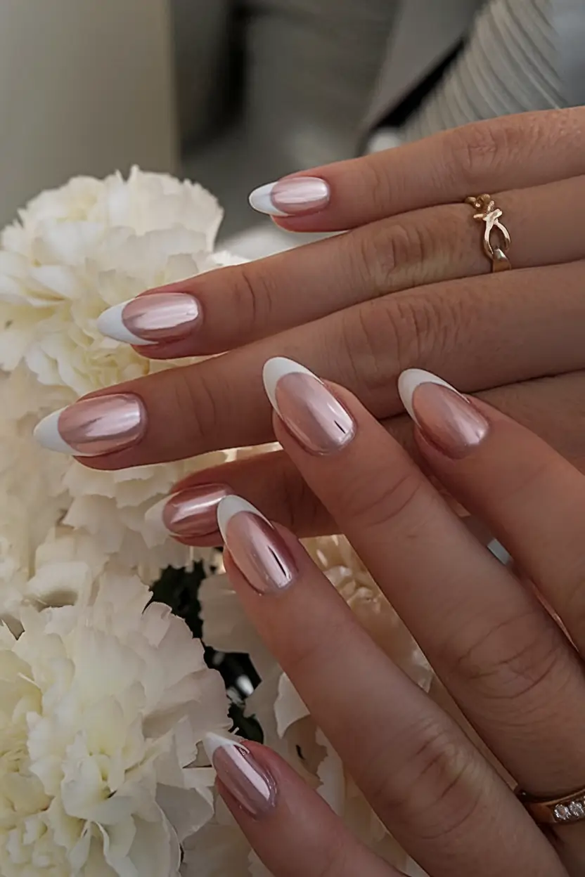 basic but chic summer nails 2025 Chrome French Modernity