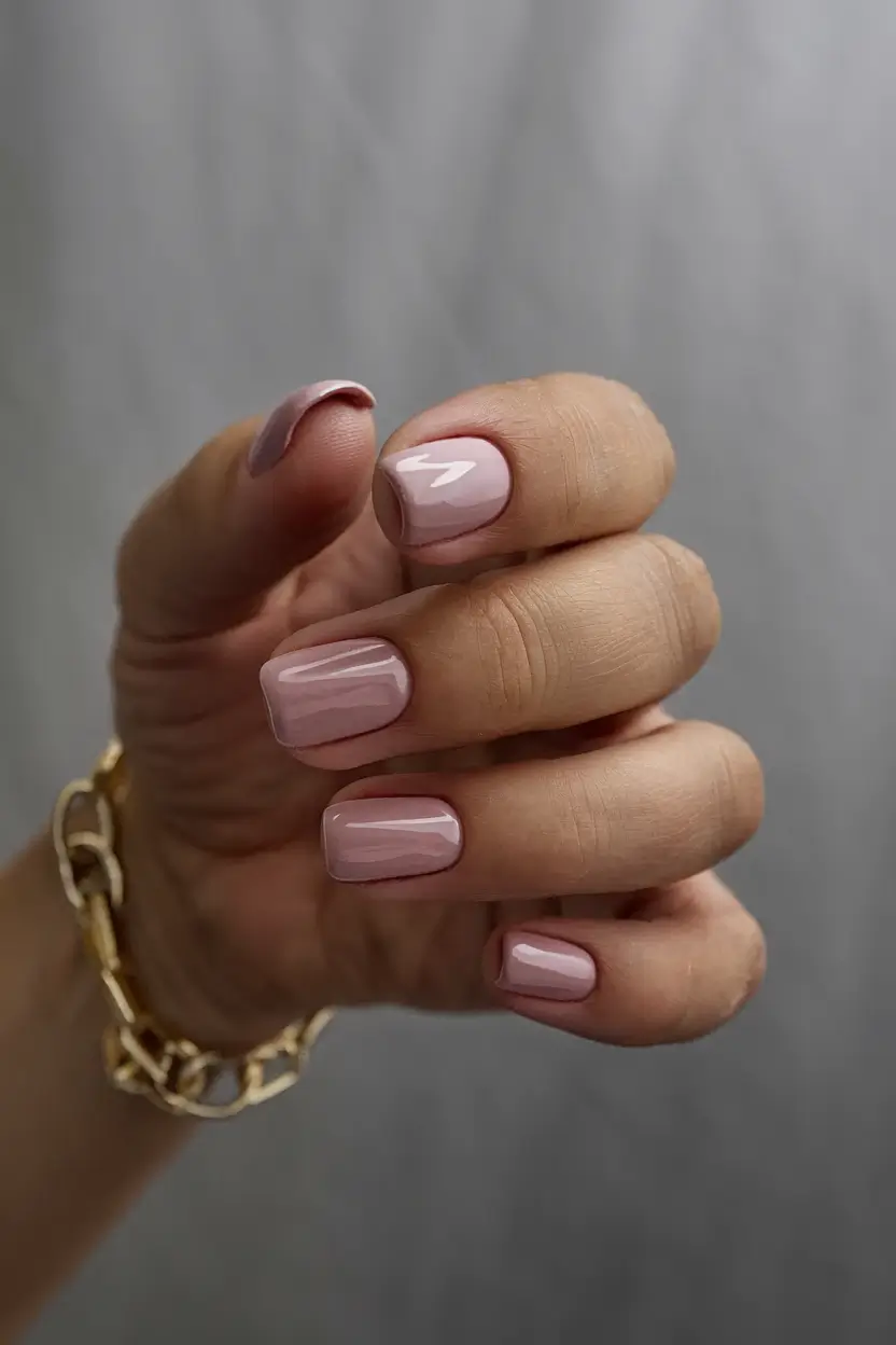 basic but chic summer nails 2025 Short Rose Quartz Glow