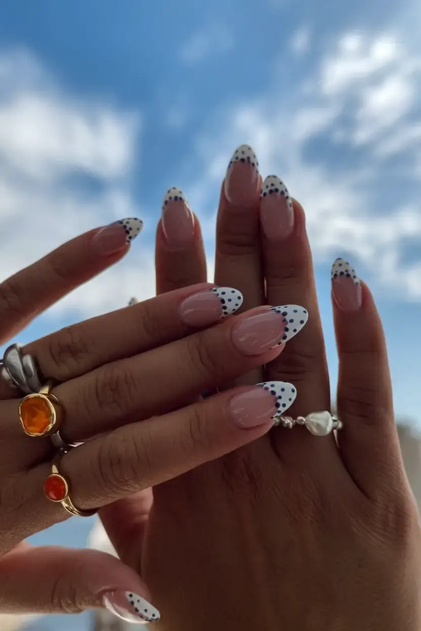 beach nails that shine in summer 2025 Polka Dot Surf Tips