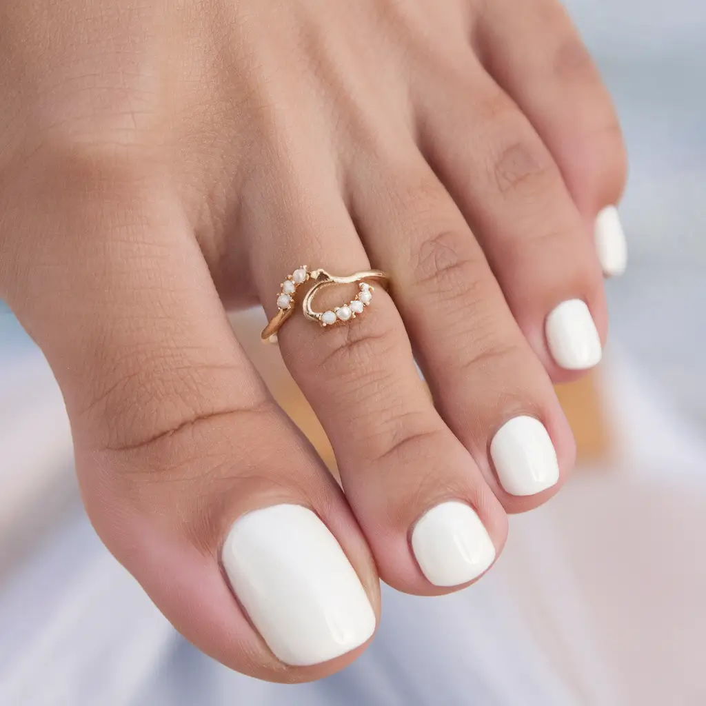 beach toe nails that shine in 2025 Coconut Milk White