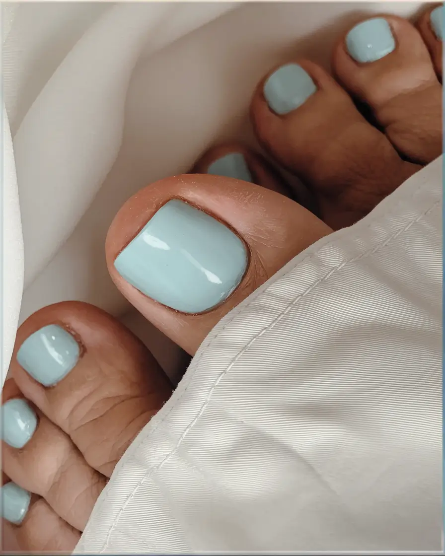 beach toe nails that shine in 2025 Baby Blue Ice