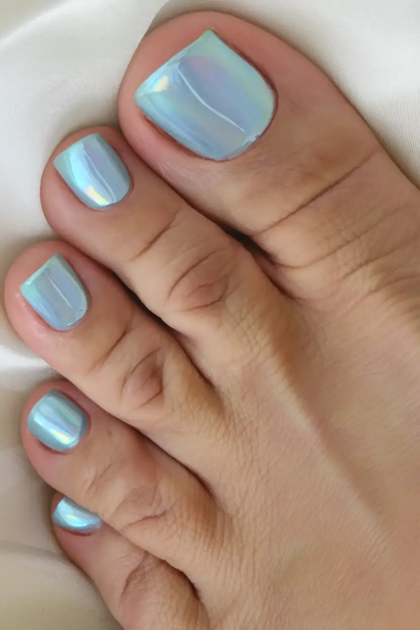 beach toe nails that shine in 2025 Mermaid Chrome Fantasy