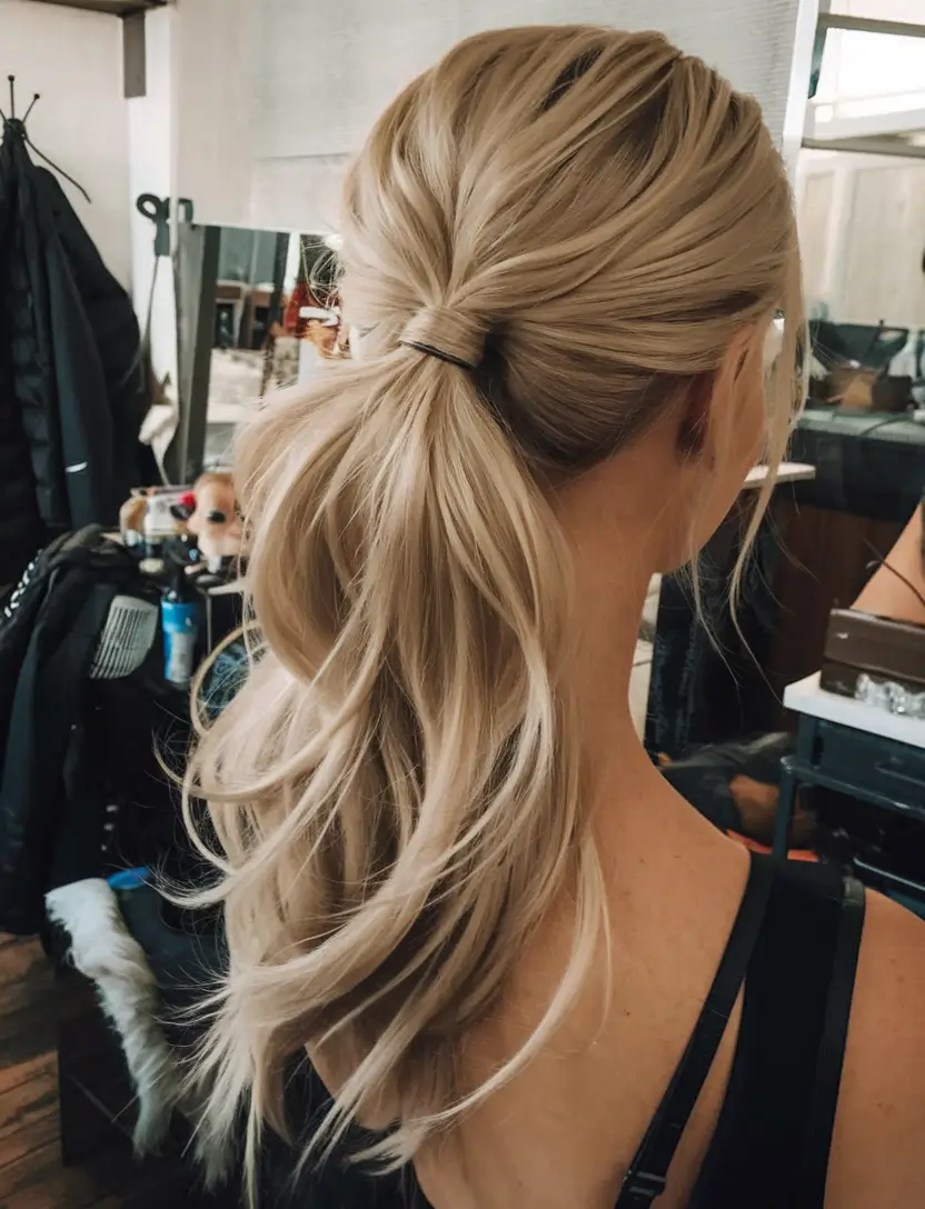 best august hairstyles ideas for 2025 Refined Twist Ponytail With Face-Framing Layers