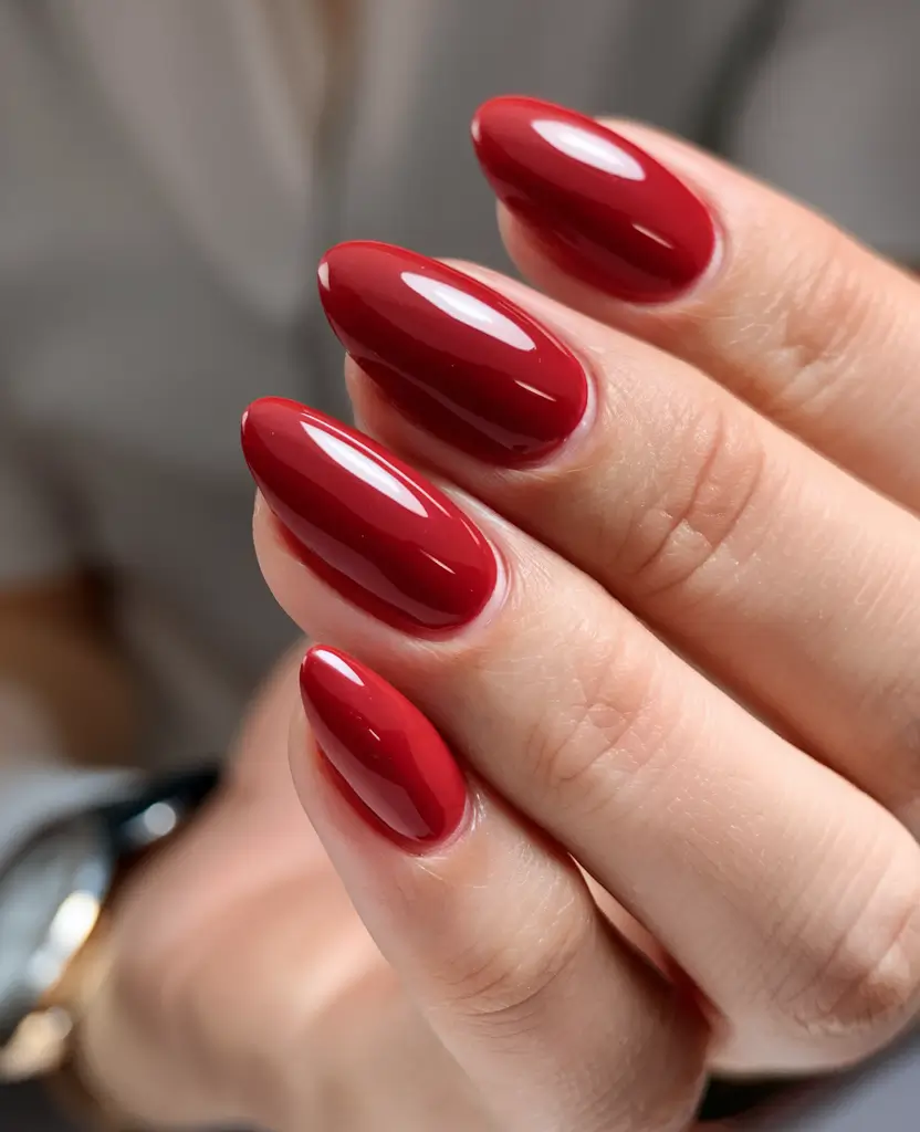 best august nail colors for 2025+Candy Apple Red for Bold Elegance