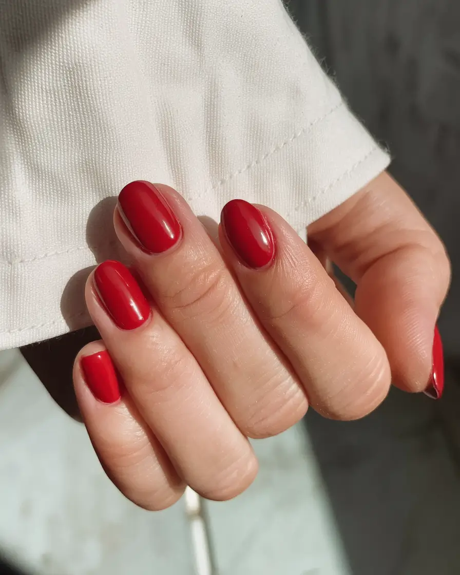 best august nail colors for 2025+Classic Red Crush for Golden Hour Drama