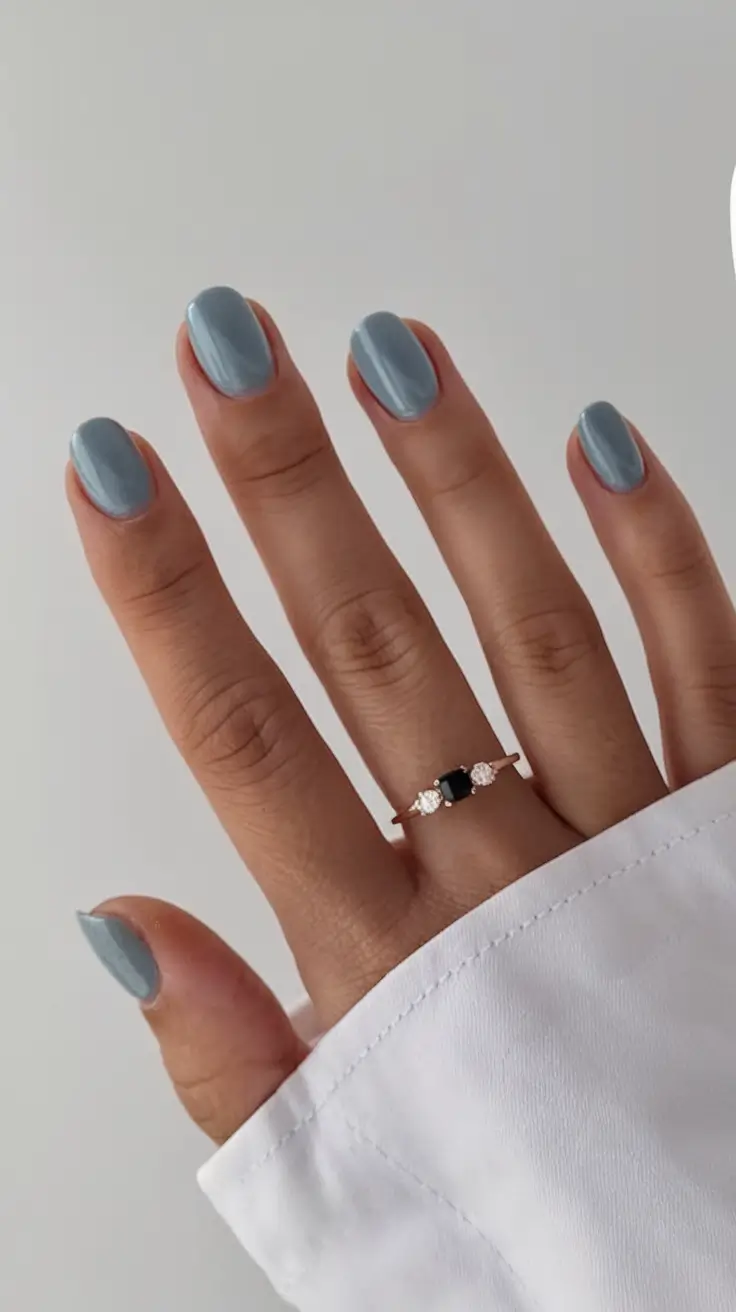 best august nail colors for 2025+Slate Blue Mist for Cool-Girl Calm