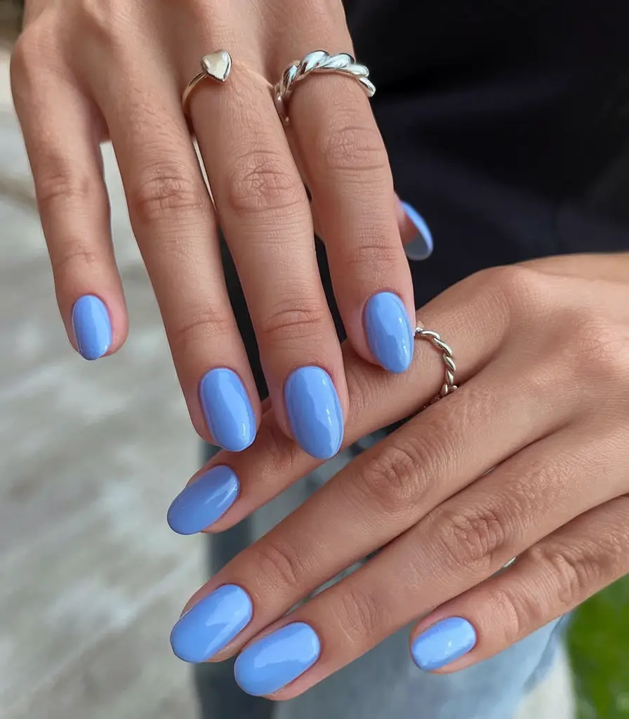 best august nail colors for 2025+Sky Blue Gloss for Daydream Girls