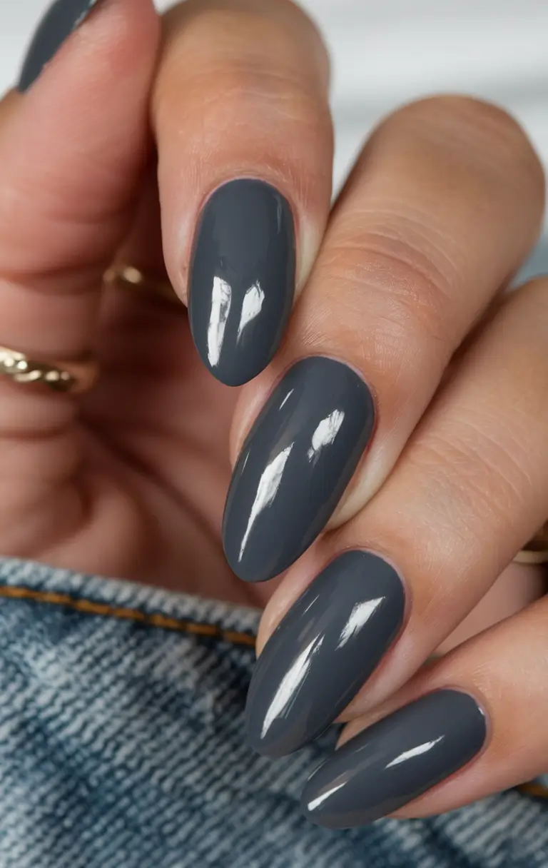 best august nail colors for 2025+Charcoal Gloss for Urban Neutrals