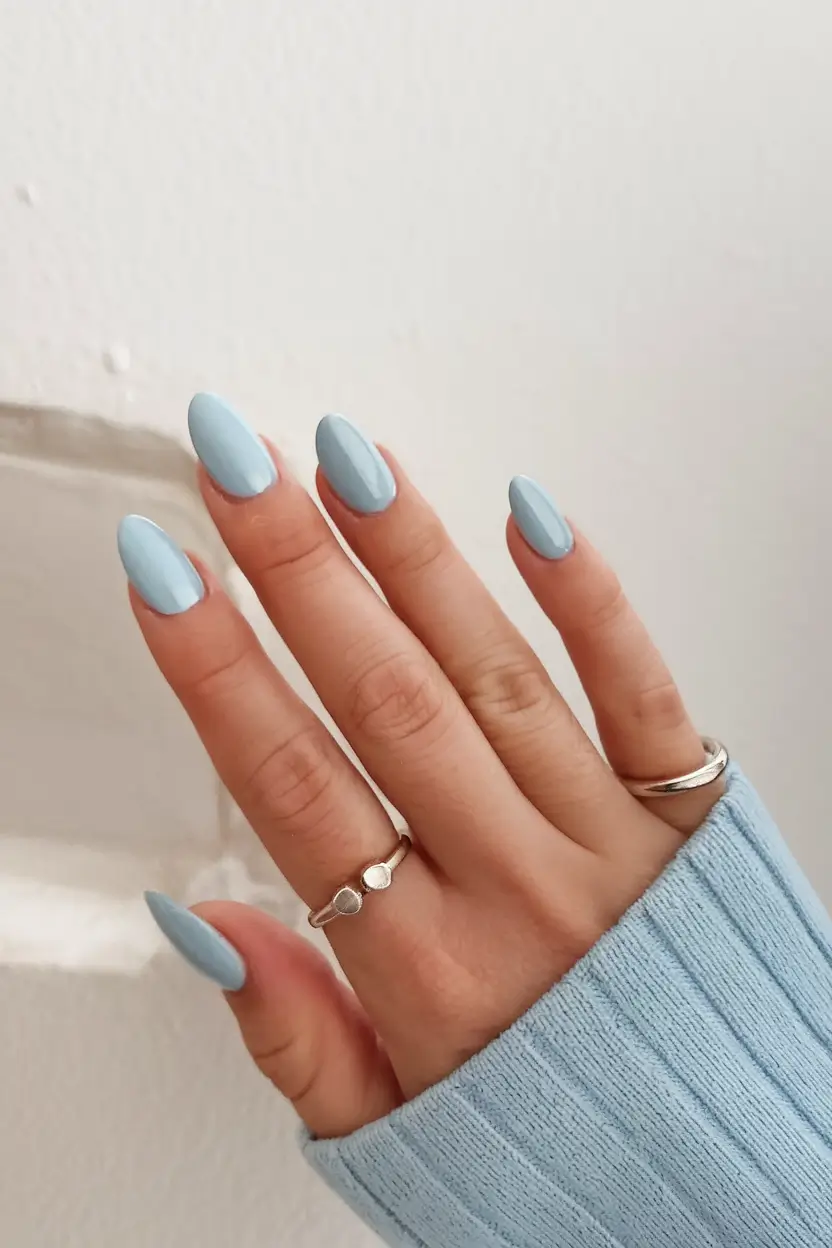 best august nail colors for 2025+Pale Blue Frost for Sun-Kissed Simplicity