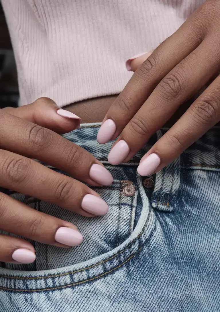 best july nail colors for 2025 Baby Pink Cloud: The Barely-There Summer Sweetness