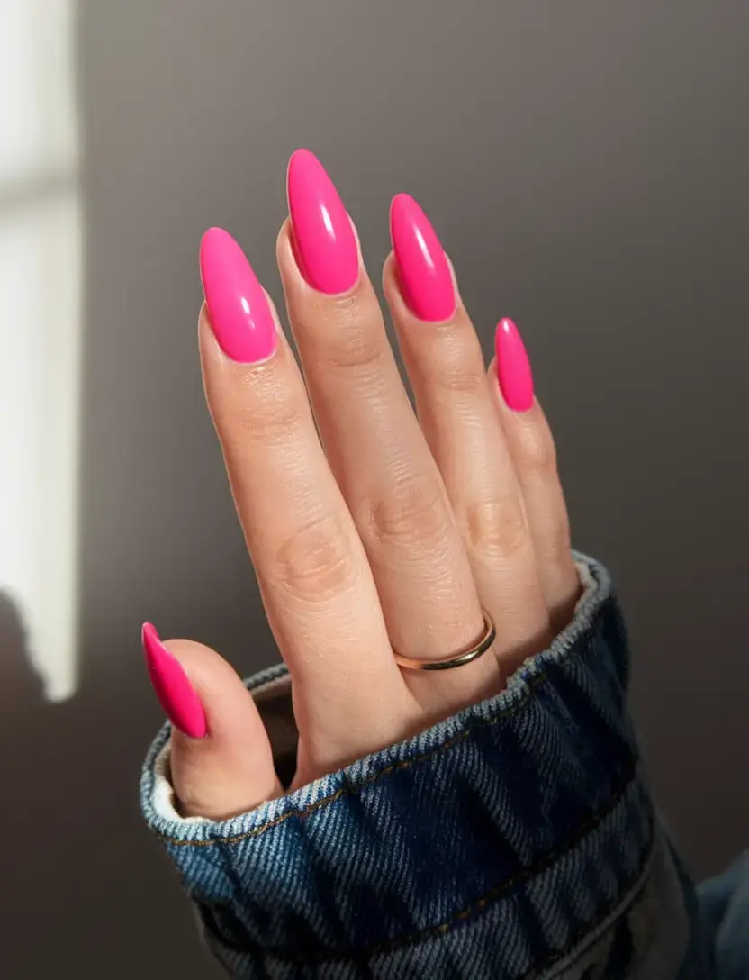 best july nail colors for 2025 Neon Barbie Pink: Playful and Ultra-Trendy