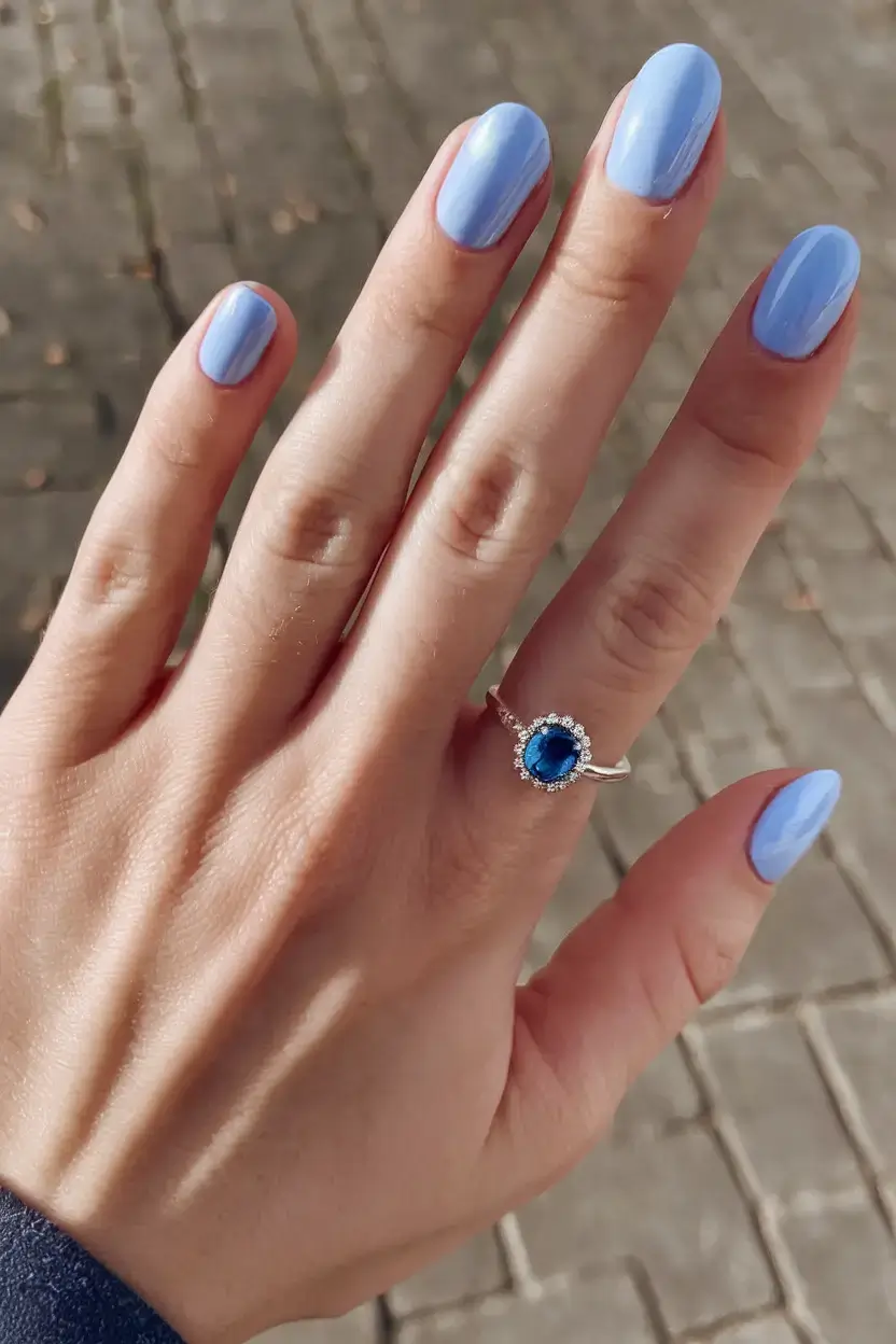 best july nail colors for 2025 Azure Glow: Calm and Dreamy Blue