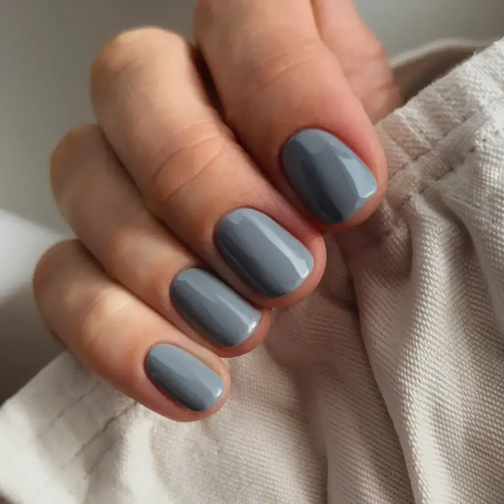 best july nail colors for 2025 Slate Mist: Understated Cool for Summer