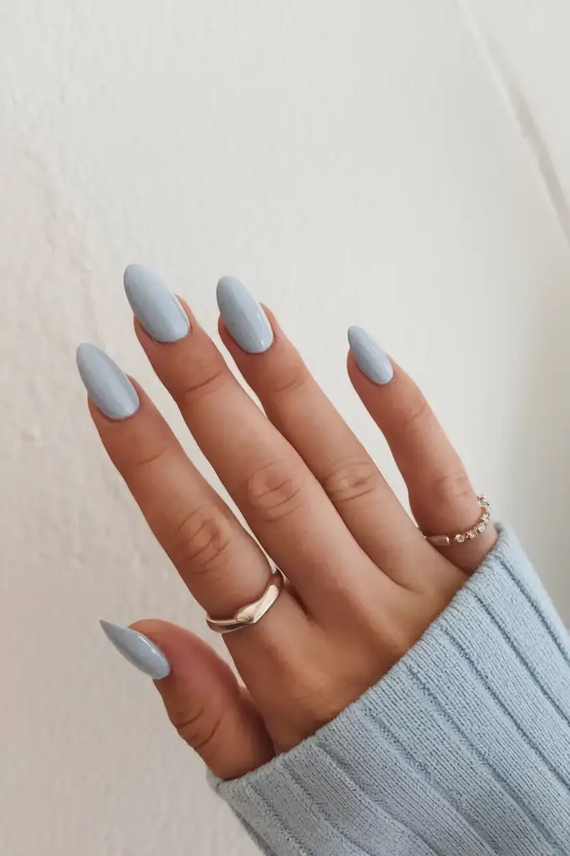 best july nail colors for 2025 Powder Blue: Soft Yet Striking