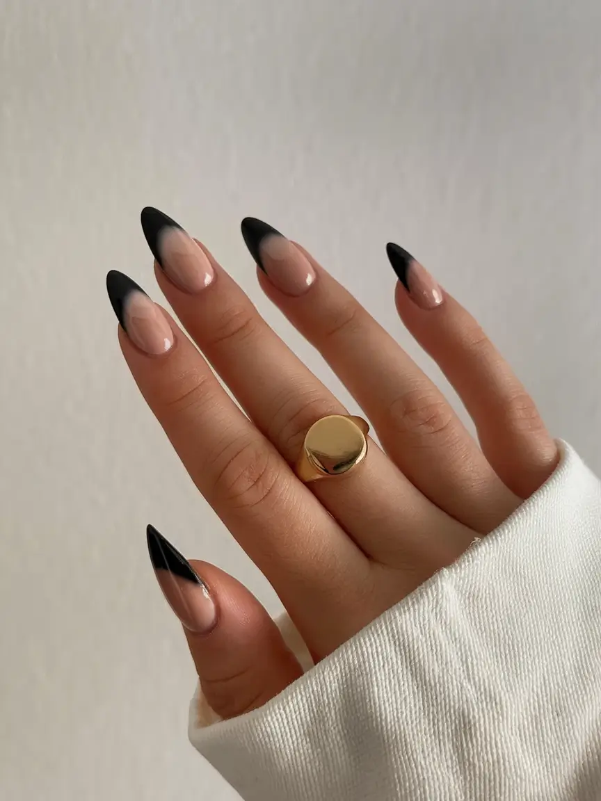 black summer nails that pop in 2025 Soft French Fade with a Sharp Edge