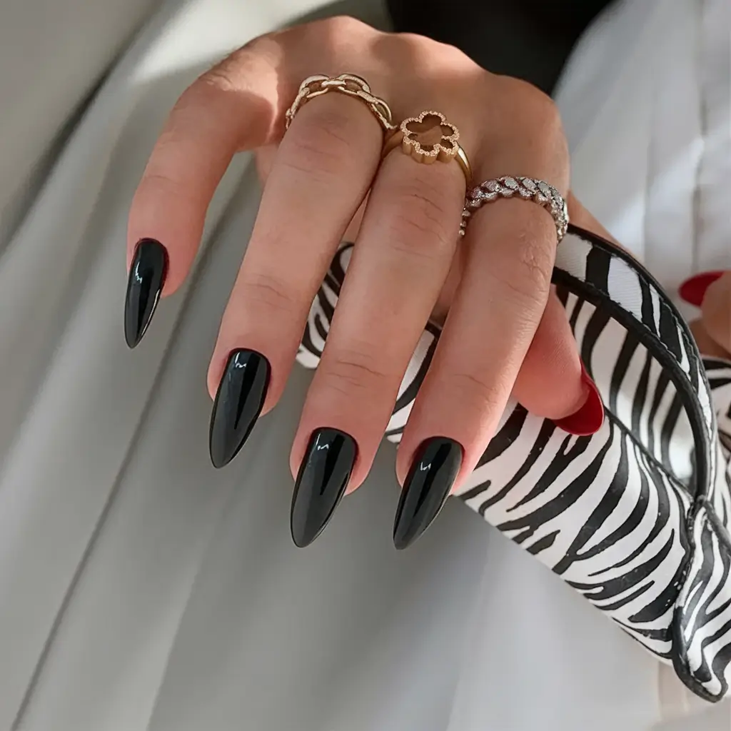 black summer nails that pop in 2025 Classic Jet Black for Summer Boldness
