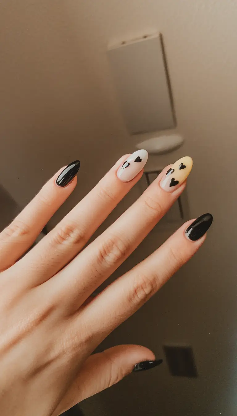 black summer nails that pop in 2025 Sweetheart Summer Blend with Gradient Accents