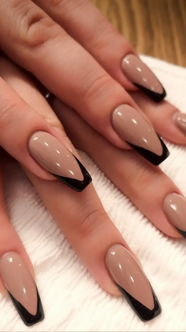 black summer nails that pop in 2025 Modern French Tip with a Sultry Twist
