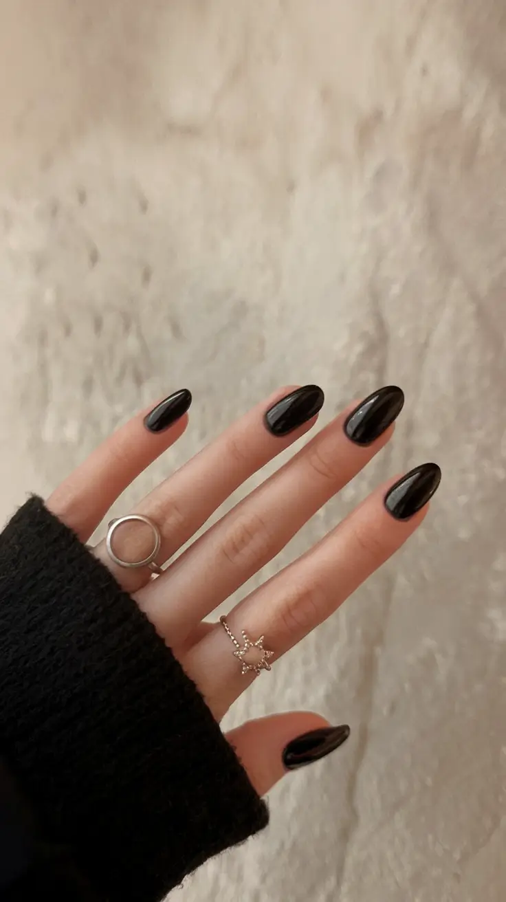 black summer nails that pop in 2025 Pure Black Statement for Summer Simplicity