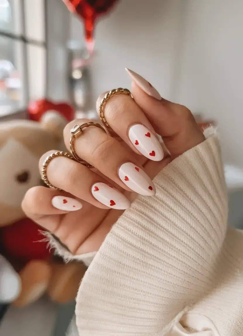 bold red nails for summer 2025 vibes Minimal White & Tiny Hearts: Soft Romance for Warm Days