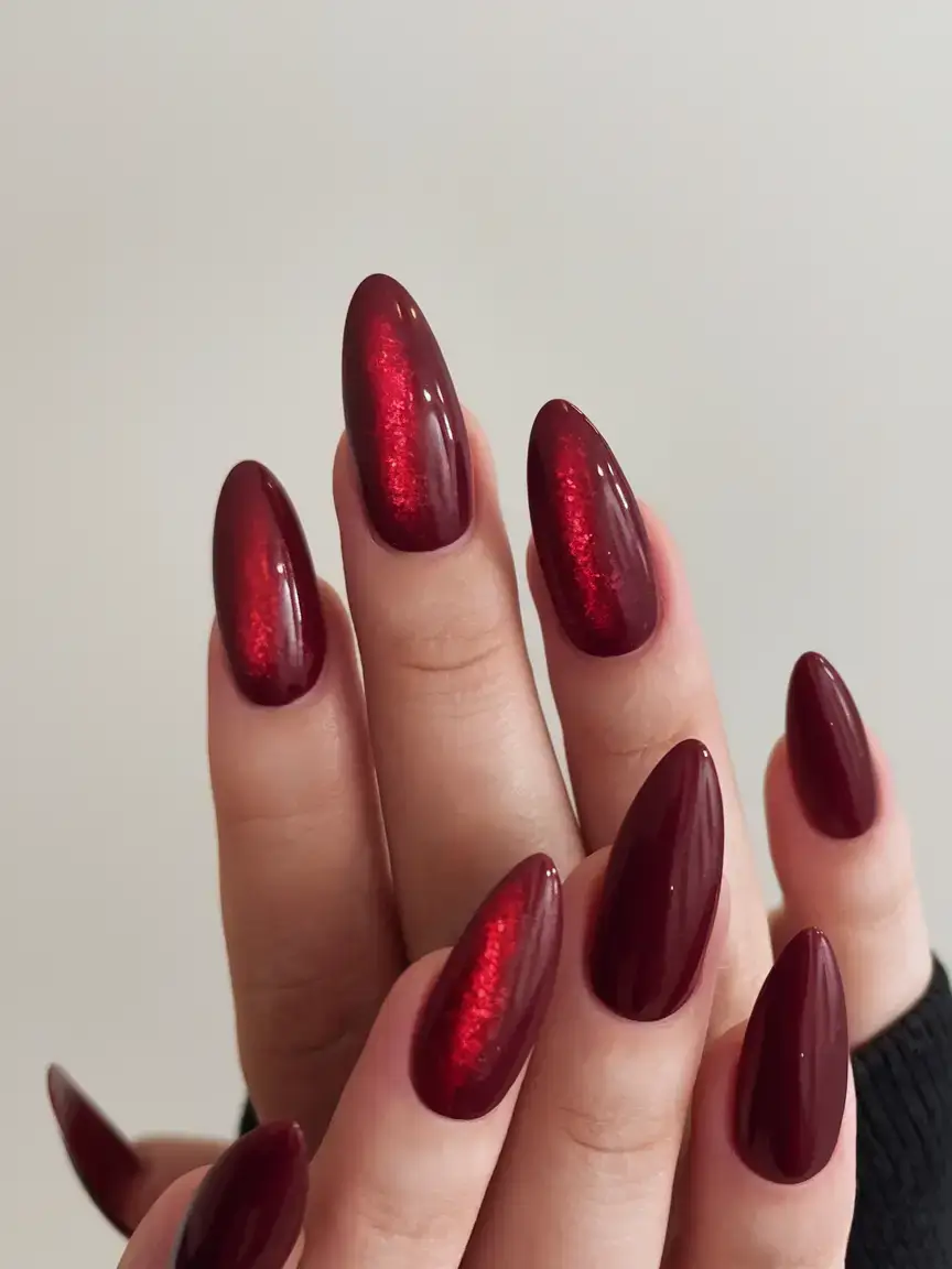 bold red nails for summer 2025 vibes Velvety Depth: The Garnet Chrome Effect