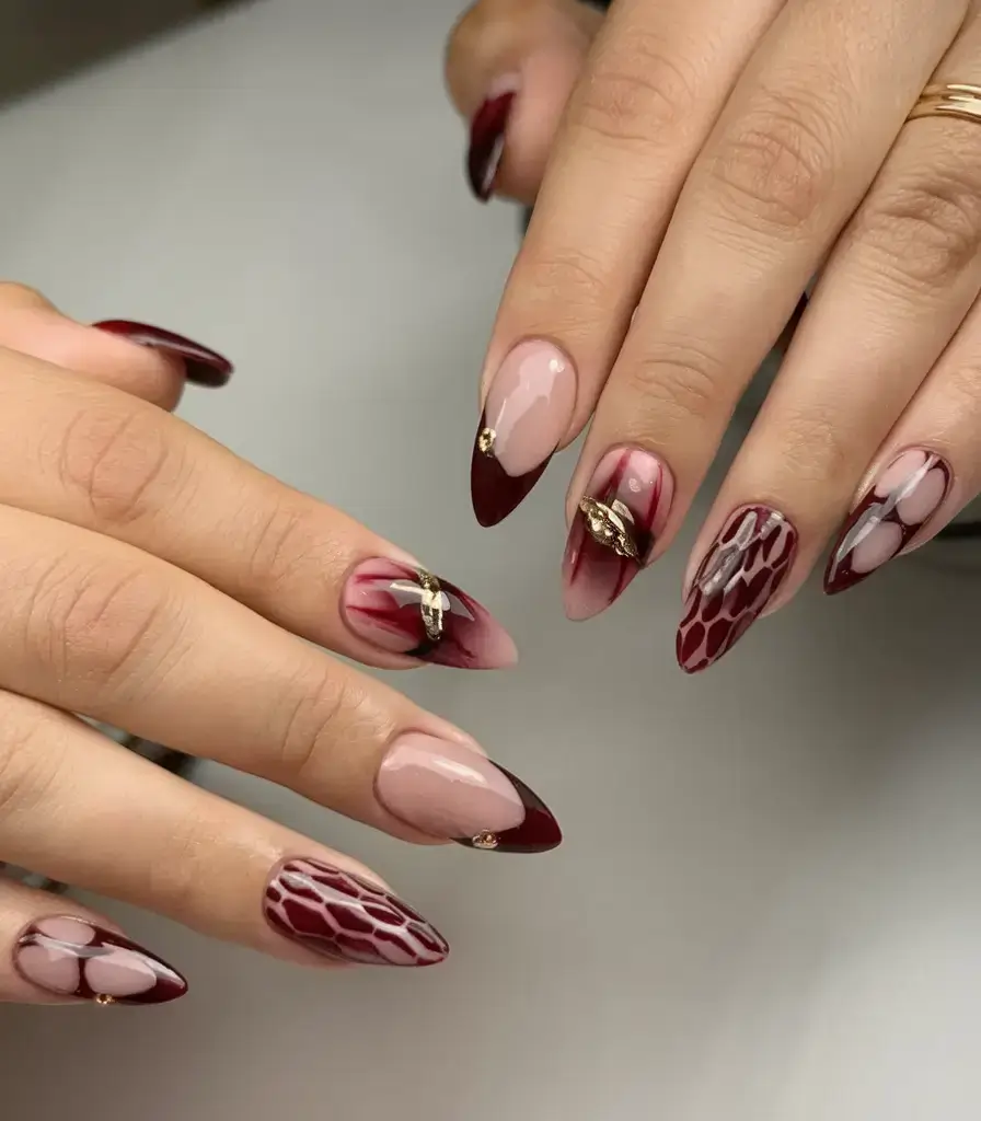 bold red nails for summer 2025 vibes High Art in Maroon: The Ultimate Designer Nail Set