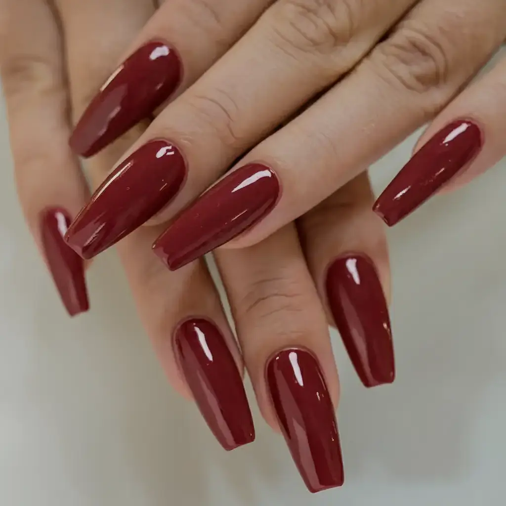bold red nails for summer 2025 vibes Cherry Mocha Glamour: The Power of Deep Red