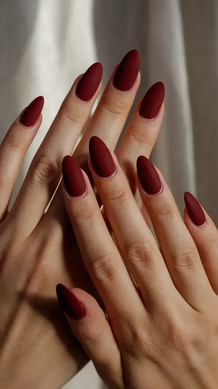 bold red nails for summer 2025 vibes Velvet Matte Wine: Quiet Luxury in Nail Form