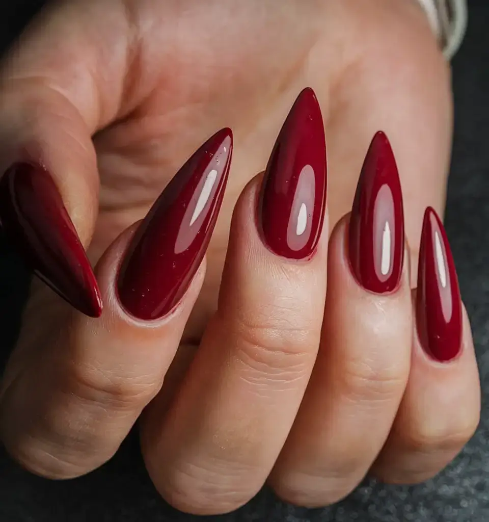 bold red nails for summer 2025 vibes Cherry Stiletto Drama: All Eyes On You
