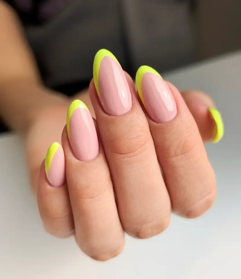 bright yellow nails made for summer 2025 - Neon French Twist