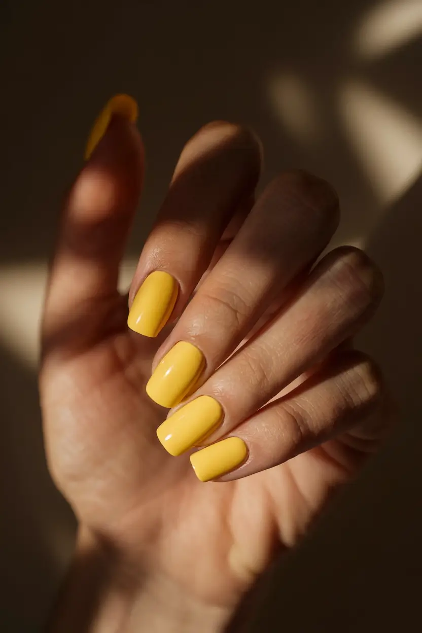bright yellow nails made for summer 2025 - Goldenrod in the Golden Hour