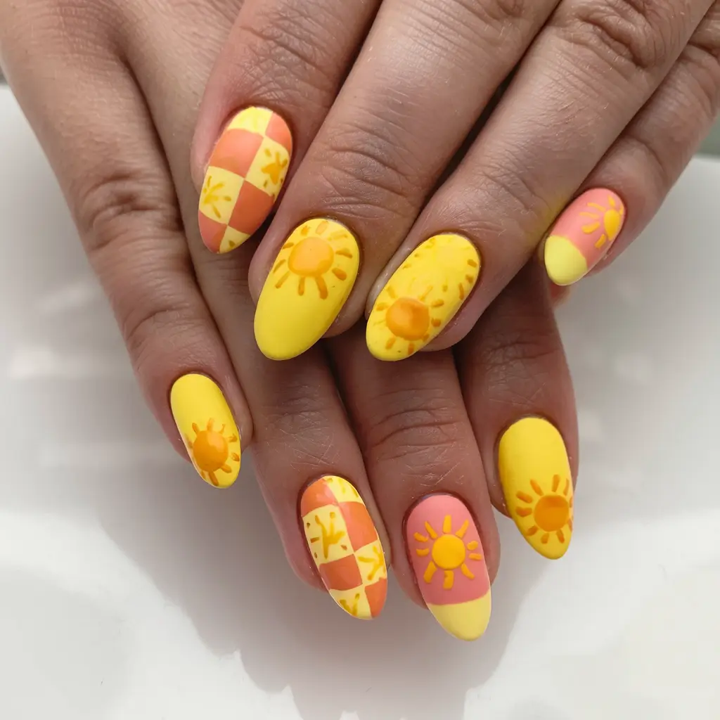 bright yellow nails made for summer 2025 - Summer Sun Icons