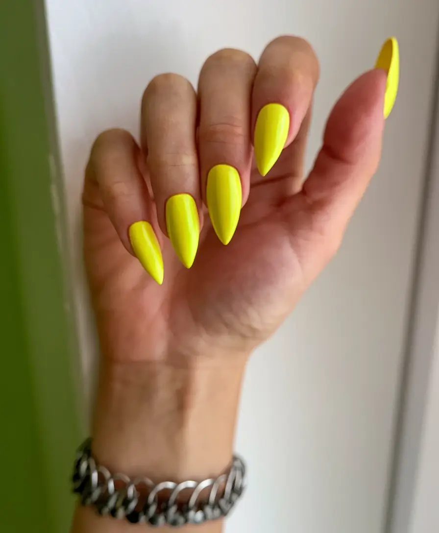 bright yellow nails made for summer 2025 - High-Voltage Stiletto Neon
