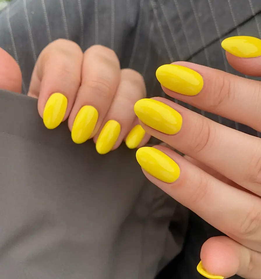 bright yellow nails made for summer 2025 - Classic Sunny Almond