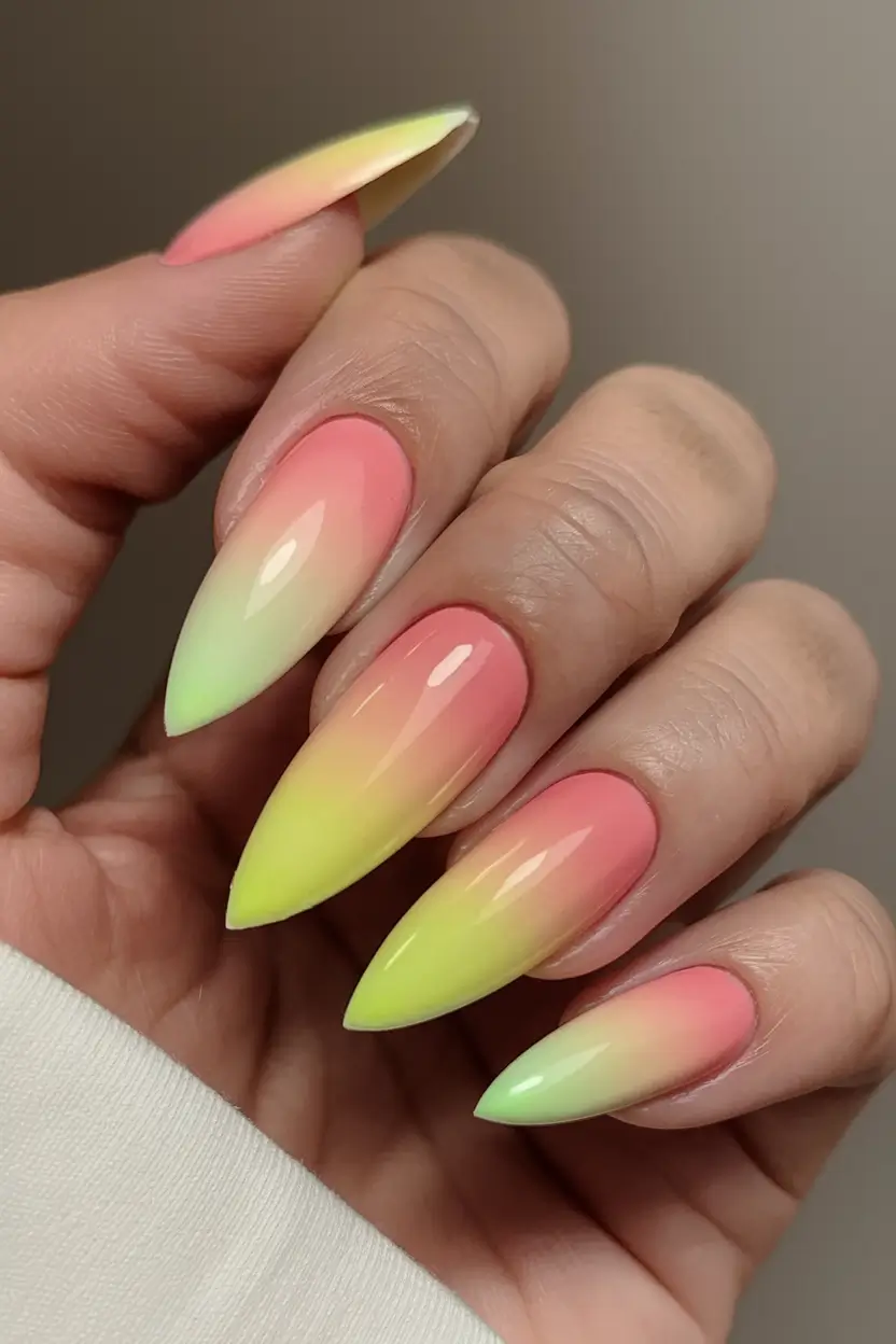 bright yellow nails made for summer 2025 - Sunset Ombre Fade