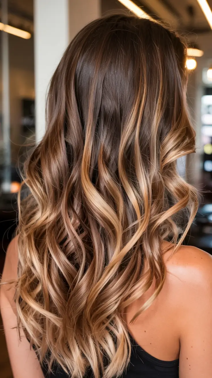 caramel autumn fall hair colors ideas 2025 Buttery Hazelnut Curls with Melted Blonde Ends