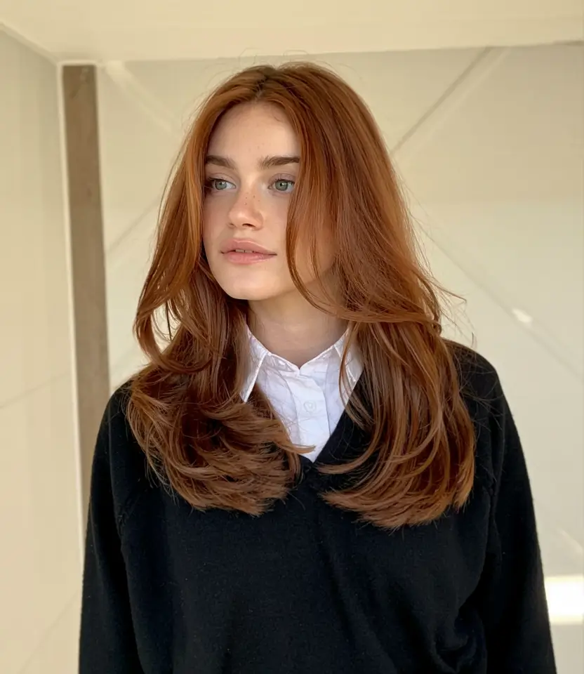 caramel autumn fall hair colors ideas 2025 Rust-Spiced Auburn Blowout