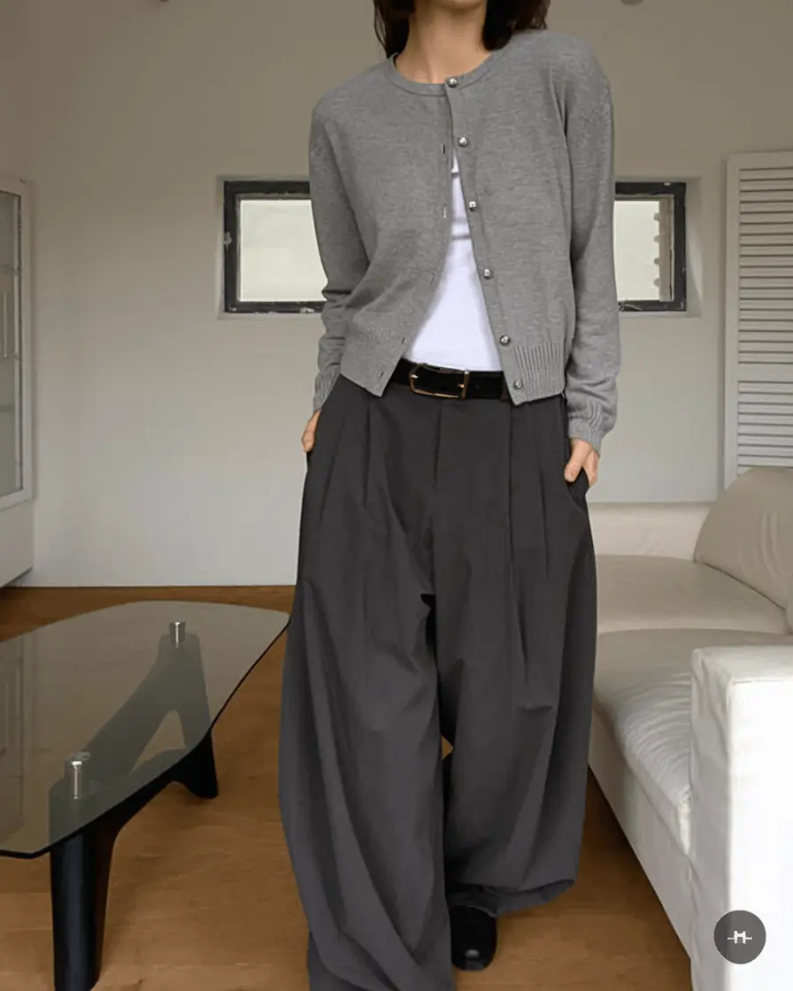 casual fall outfits for women over 30 - ideas 2025 Soft Cardigan, Wide Pants, and a Quiet Statement