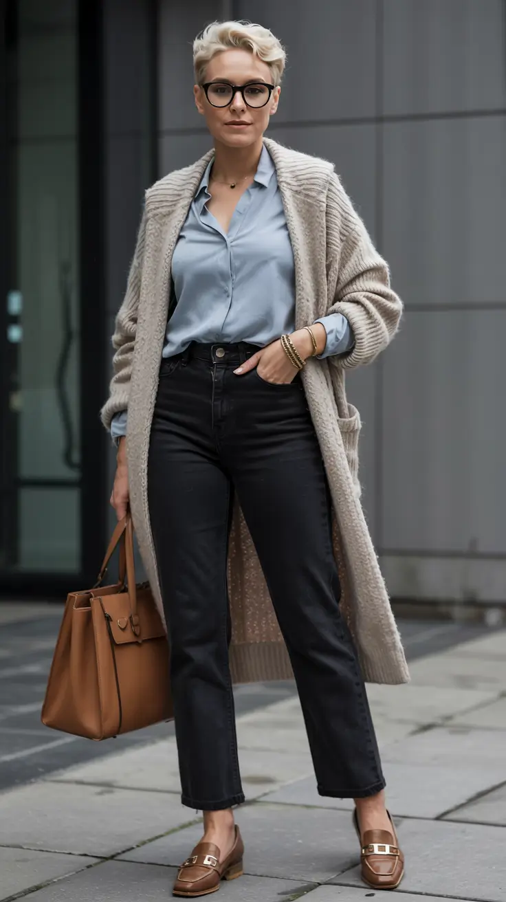 casual fall outfits for women over 50 - ideas 2025 Sharp Neutrals for Work or Weekend