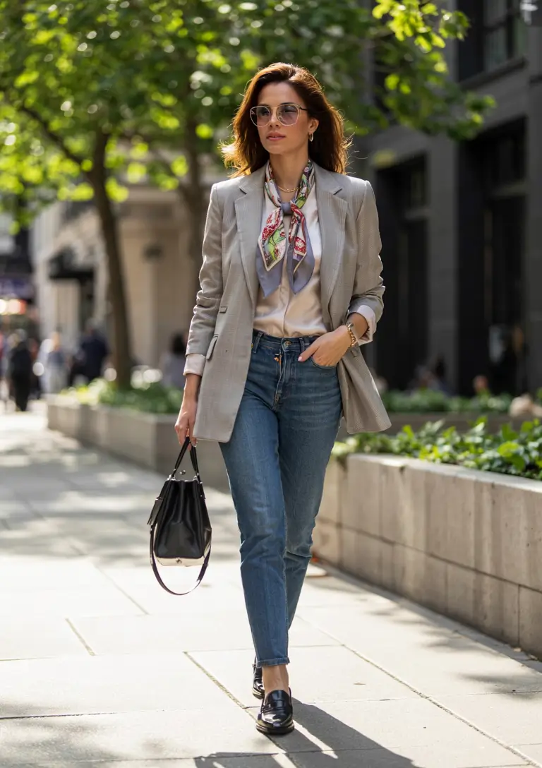 casual fall outfits for women over 50 - ideas 2025 Polished Denim with a Touch of Silk