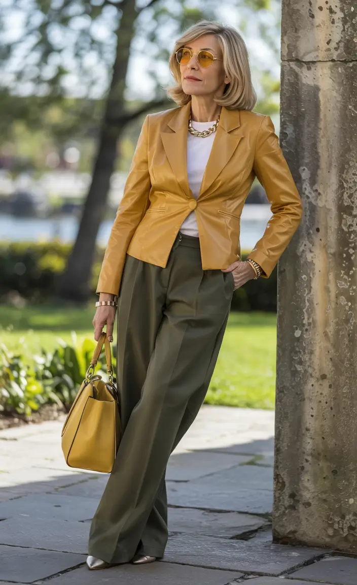 casual fall outfits for women over 50 - ideas 2025 Bold Color Blocking with Modern Vintage