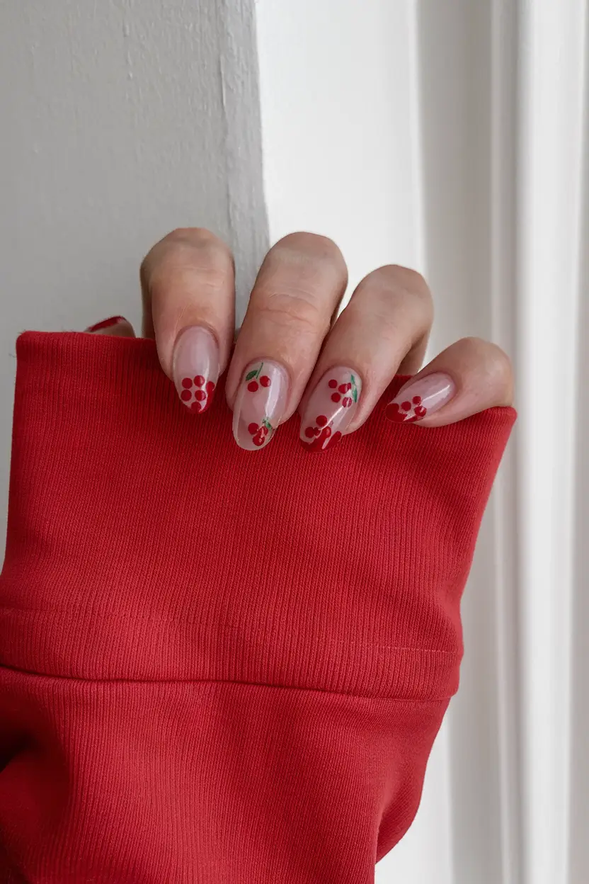 cherry nail inspo that pops in 2025+Y2K Cherry Pop with Bold Patterns