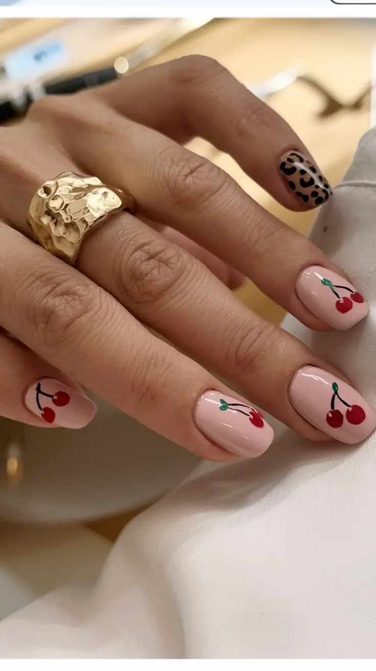 cherry nail inspo that pops in 2025+Short and Sweet Cherry Gloss