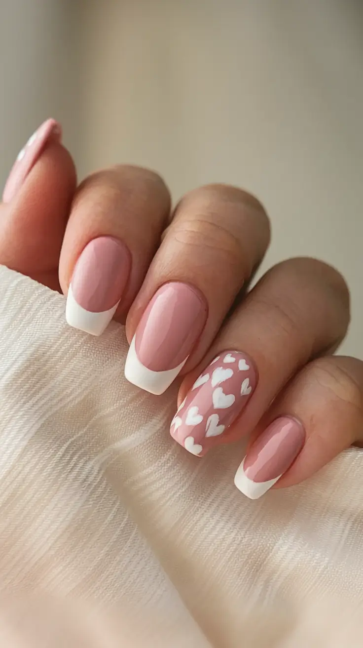 classy summer nails for a chic 2025 look Romantic French With Sweetheart Accent