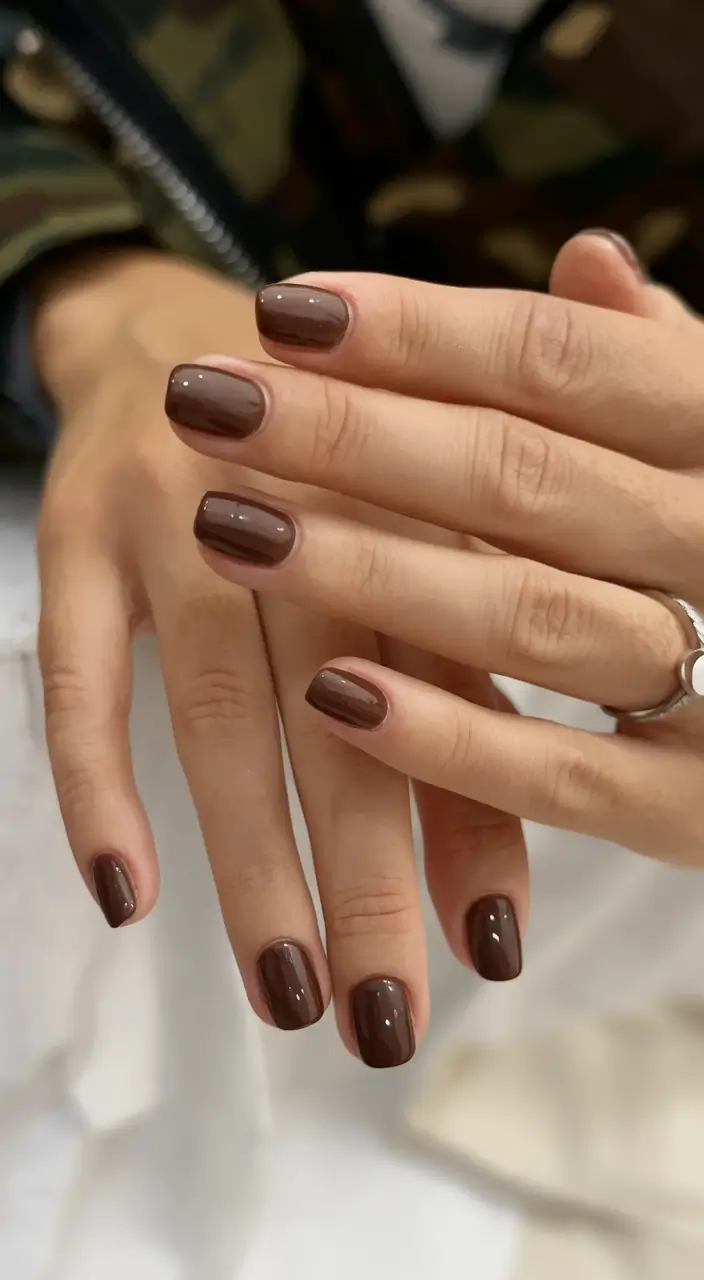 classy summer nails for a chic 2025 look Espresso Short & Glossy