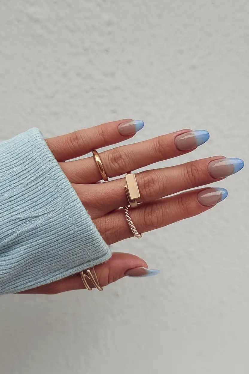 classy summer nails for a chic 2025 look Sky Blue Ombré Dream